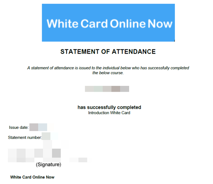 Misleading White Card Certificates - Course Information - Total Management  and Training